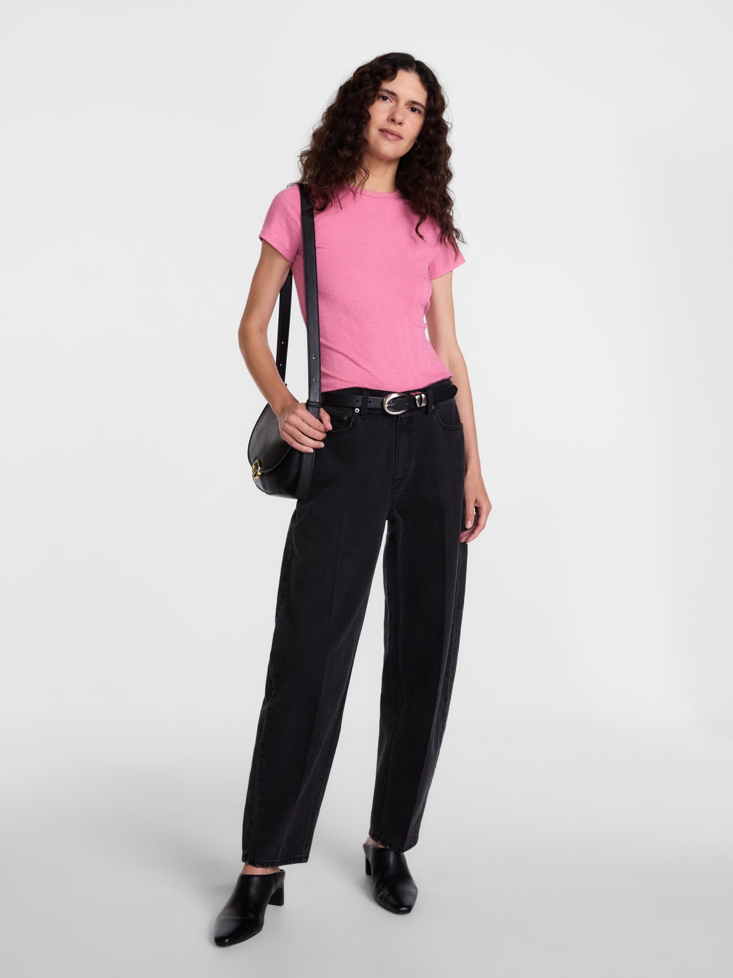 Scenario Women's Variegated Rib Tee with Short Sleeves, Sizes XS-XXXL