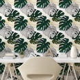 thumbnail image 2 of Ambesonne Floral Peel & Stick Wallpaper for Home, Monstera Leaves in 3 Tones, 13"x72", Emerald Off White and Camel, 2 of 5
