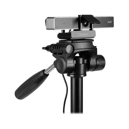 Aluratek - 4K Ultra HD Live Broadcast Webcam - Black and Brushed Silver
