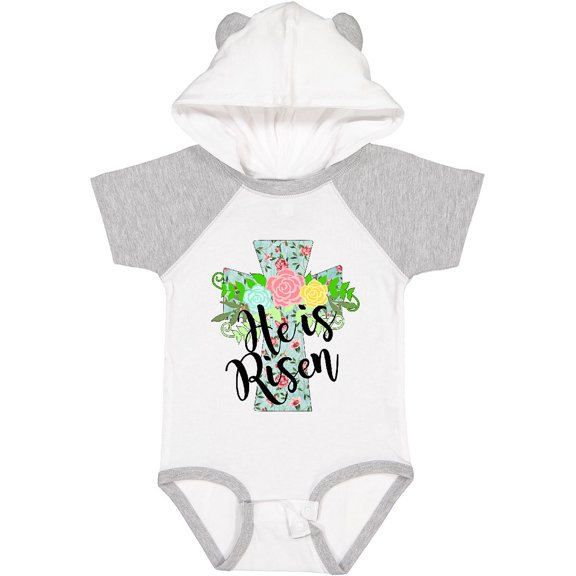 Inktastic He Is Risen Floral Print Cross with Beautiful Flowers Boys or Girls Baby Bodysuit