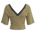 thumbnail image 4 of vigerkar Women Y2K Striped V Neck Cinched Waist Tops Batwing Sleeve Backless Shirt | Short Sleeve Ruched Crop Tops, Open Back Fitted Tee Shirt, Summer Going Out (Yellow, XL), 4 of 7