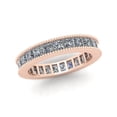 thumbnail image 2 of Natural 3.75Ct Princess Cut Diamond Channel Set Milgrain Women's Anniversary Wedding Eternity Band Ring Solid 14k Rose Gold H SI2, 2 of 3