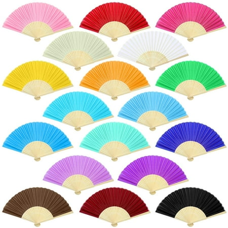 

18 Pieces 18 Colors Handheld Fans Cloth Hand Fans Bamboo Folding Fans for Wedding Decoration Church Wedding Gifts Party Favors DIY Decoration