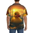 thumbnail image 3 of Rateoe Cartoon Swimming Yellow Duck Pattern Men's Short Sleeve Classic Shirt, Casual Short-Sleeved Shirt, Lightweight Summer Shirt, Cuban Collar Shirt,Button-Front Shirt-X-Large, 3 of 5
