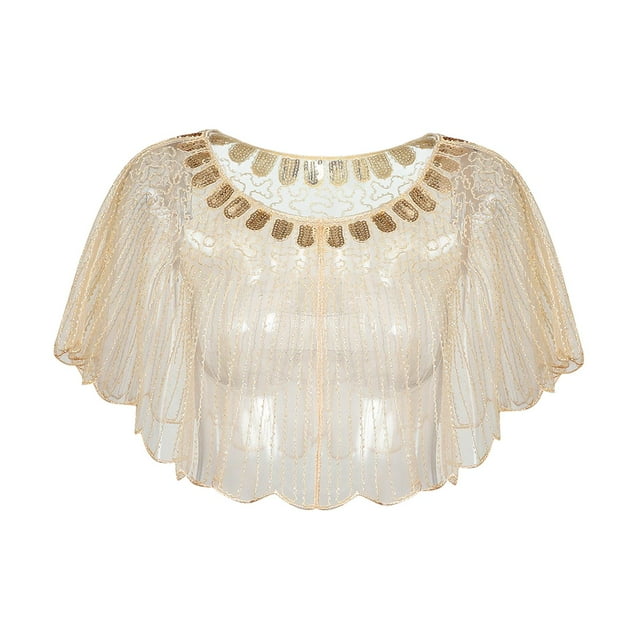 Chal de lentejuelas para mujer, chal informal, chal, bufanda, vestidos, ropa, moda, noche Aureato Beige Yuyangstore Mantón de las mujeres