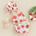 thumbnail image 4 of 3-6 M Girls Swimsuits Toddler Girl Floral Bikini Swimwear Set Summer Beach Outfit with Top Shorts and Hat for Baby Girls, 4 of 9