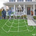 thumbnail image 2 of Telaraña de Halloween triangular - Decoraciones de Halloween para exteriores - Telaraña de cuerda grande con gancho para decoración de jardín de Halloween, 2 of 5