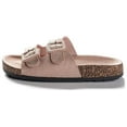 thumbnail image 2 of Roxoni Women Comfort Sandals Double Buckle Adjustable EVA Flat Slides Footbed Suede with Arch Support Non-Slip Rose, 2 of 5