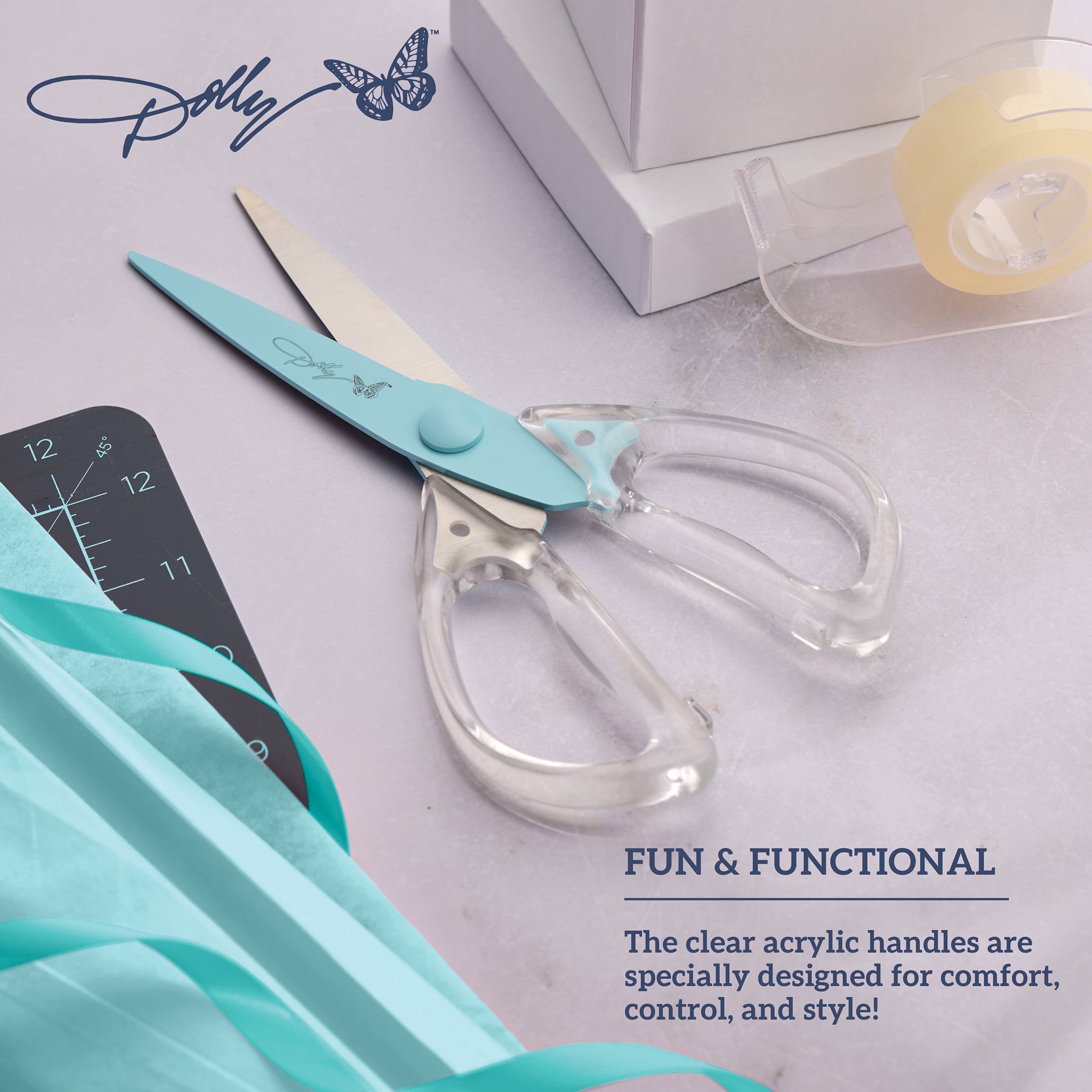 Dolly Parton Blue All-Purpose Acrylic Kitchen Scissors for Everyday Tasks