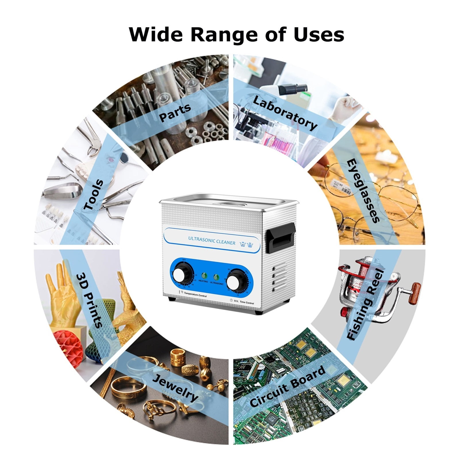 3L Ultrasonic Cleaner 40kH Ultra Cleaner with Timer Heated Ultrasonic Cleaning Machine for Jewelry Glasses Bike Chains