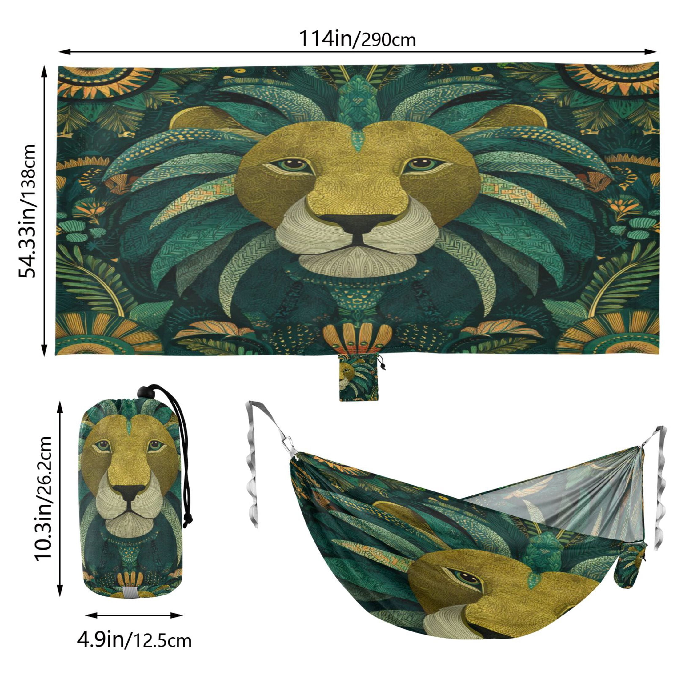 Hammock Camping Hammock Nylon Portable Hammock Travel Camping Hammock Green Lion