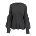 thumbnail image 3 of DuoJiaJ Sweaters for Women Crewneck Pullover Oversized Drop Shoulder Sweater Long Sleeve Classic Casual Cozy Tops Gray L, 3 of 3