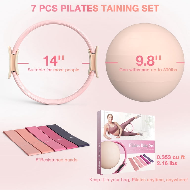 Kit Pilates Complet Générique – Magic Ring, Ballon Anti-éclat, Bandes élastiques, Ceinture, Chaussettes, Pour Femme Et Débutant, Tonicité Et Souplesse 🧘