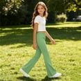 thumbnail image 7 of Chiccall Girls Flare Leggings School Uniform Pants Cotton Breathable Comfy Kids Bell Bottoms Pants Stretchy Casual Clothes for Big Kids, 7 of 7