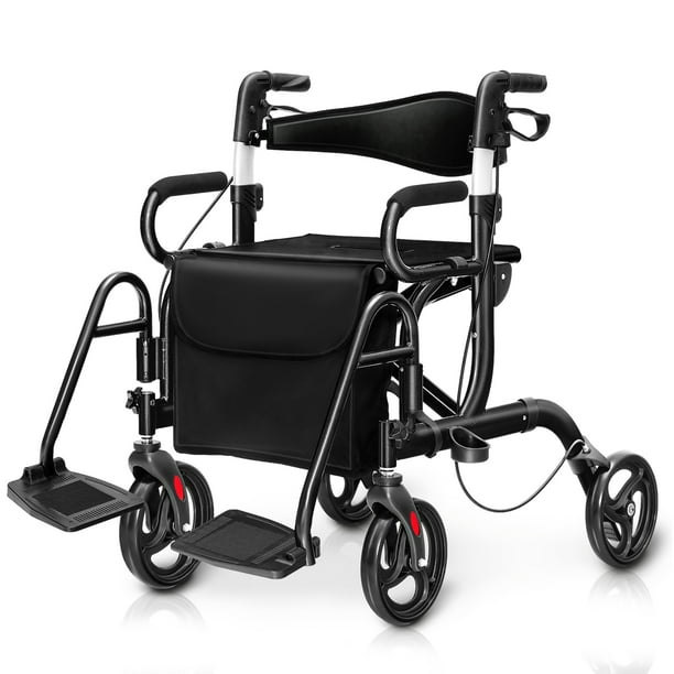 Costway Rollator Walker with Seat Folding Walker with 8inch Wheels