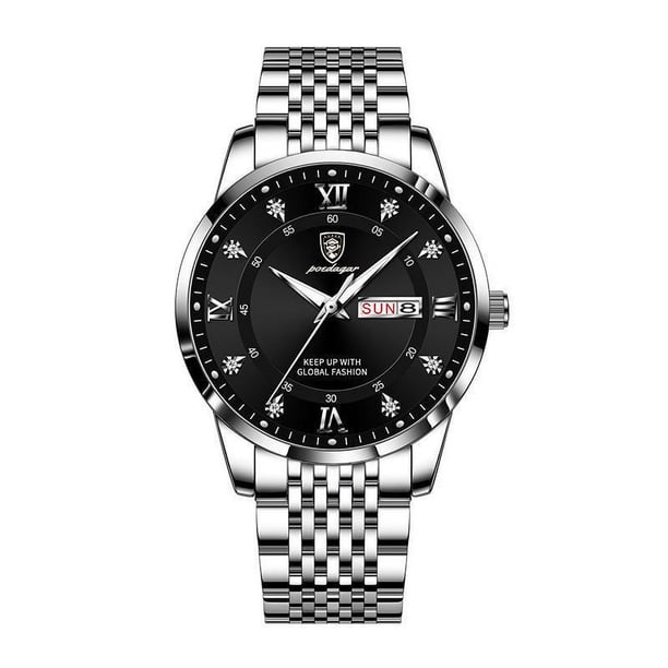 Reloj de moda para hombre con calendario doble, luminoso y resistente al agua