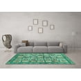 thumbnail image 3 of Ahgly Company Machine Washable Indoor Rectangle Abstract Turquoise Blue Modern Area Rugs, 2' x 5', 3 of 4