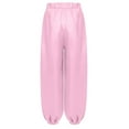 thumbnail image 4 of TiaoBug Big Girls Satin Bloomers Tribal Arabic Wide Leg Trousers Elastic Waist Belly Dance Harem Pants Pink 16, 4 of 6