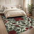 thumbnail image 3 of ODIKA Circle Semi Ornate Center Motif Roses Vines Symmetrical Curved for Living Room, Under Sectional, Family , Non-Slip Flatwoven, 3 of 7