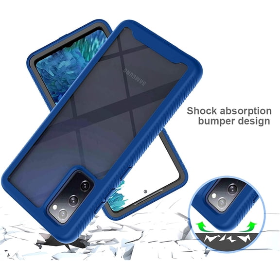 For Samsung Galaxy S21 (6.2") Case Transparent Clear Dual Layer Rugged Bumper Frame Hybrid Shockproof Rubber TPU Defender ,Xpm Phone Cover for Galaxy S21 - Blue