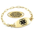 thumbnail image 1 of MedicEngraved Bracelet d'Alerte Médicale Personnalisé en Acier Inoxydable Or Jaune - Maillon Trombone 4 mm, 1 of 7