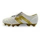thumbnail image 3 of Manriquez Botines de fútbol piel tachones suela TPU césped natural blanco oro, 3 of 5