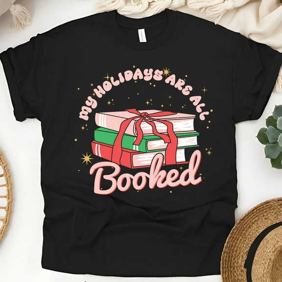 My Holidays Are All Booked T-Shirt | Cute Reading Lover Tee | Book Gift Shirt, Black, Size S