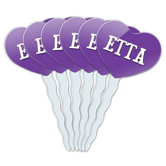 Etta Heart Love Cupcake Picks Toppers - Set of 6