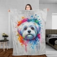 thumbnail image 3 of Watercolor Drip Maltese Pop Art Colorful Portrait Artwork Cozy Fleece Blanket Maltese Dog Lover Gifts Idea Warm Soft Throw Blanket - 01009, 3 of 5
