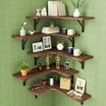 thumbnail image 7 of Fairy 5 Pack Corner Floating Shelves, Rustic Wood Wall Shelves for Bedroom, Bathroom, Living Room, Kitchen, Dark Brown, 16.1 x 11.4 in, 7 of 7