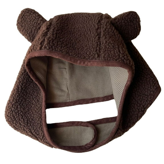 Bear Ear Hooded Hat Fleece Earflap Hat Windproof Fleece Earflap Beanie