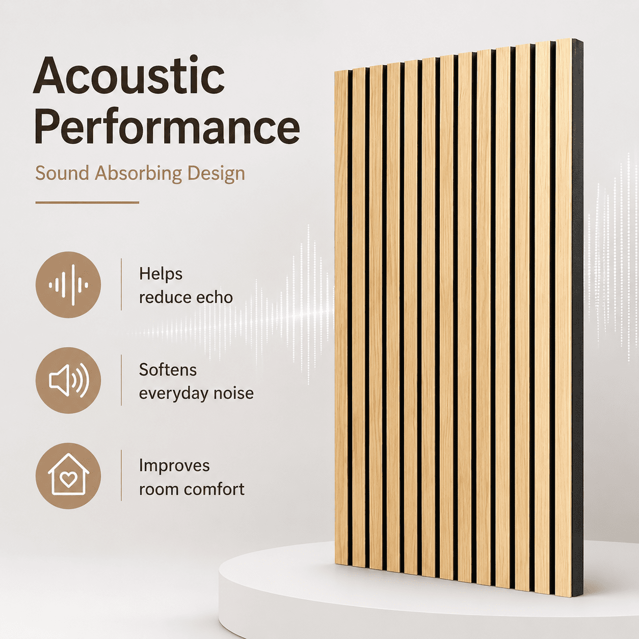 4-Pack Wood Slat Acoustic Wall Panels, 23.5" x 47.1" MDF Slat Wall Paneling for Modern Interior Wall Decor, Sound Absorbing Accent Panels, 31 Sq. Ft,Oak