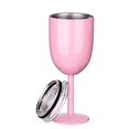 thumbnail image 1 of 1 copa de vino rosa aislada de doble pared de acero inoxidable de grado alimenticio con tapa a prueba de fugas para adultos, 1 of 6