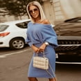 thumbnail image 2 of LLYwey on Sales Party Dresses for Women 2024 Casual Knit Dress Long Sleeve Hip and Waist Dress Long Sleeve Collar Dress New Maxi Dresses Blue L, 2 of 5