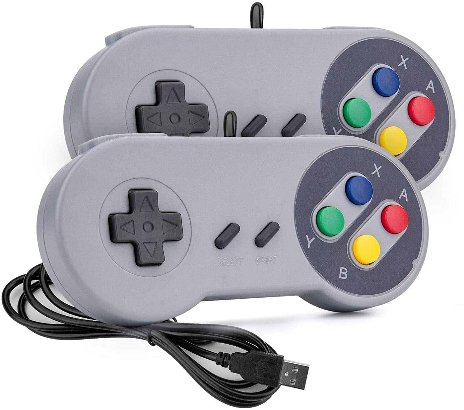 Game Controller Snes Retro Usb Controller Classic Gamepad Joystick Pc Super Classic Joypad Gamestick For Pc Raspberry Pi Windows Mac Liunx Android Gp100 Grey 2 Pack Walmart Com
