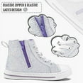 thumbnail image 4 of Kushyshoo Kids Canvas Sneakers White Glitter High-Top Children Walking Shoes 8M, 4 of 6