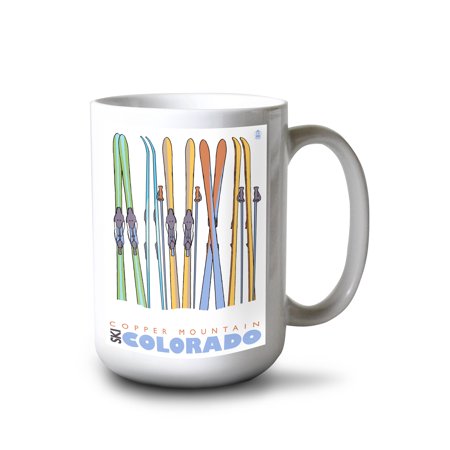 

15 fl oz Ceramic Mug Skis in Snow Copper Mountain CO Dishwasher & Microwave Safe