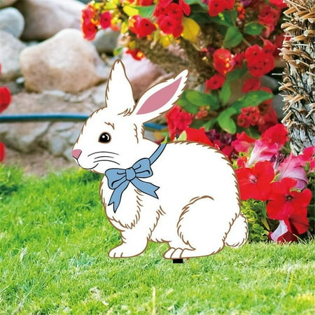 

NIUREDLTD Easter Garden Decorations Easter Egg Rabbit Ground Insert Decoration Acrylic Hollow Animal Figurines Yard Insert