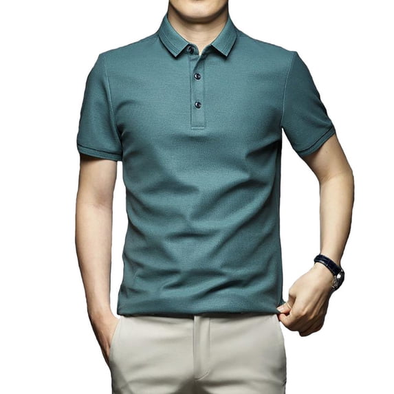 Kadahis Men's Performance Polo Solid Loose Short Sleeve Polo Shirt