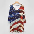 thumbnail image 4 of Retro American Pride Vintage USA Flag Long Sleeve Dresses For Women Vintage Elegant Party Dress Oversized V-neck Dress S-8XL, 4 of 7