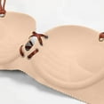 thumbnail image 4 of SMihono Fashion Lace up Front T-Shirt Bras for Women Comfort Wireless Full Coverage Push Up Striped C Cup Everyday Bra Beige 32/70C, 4 of 6