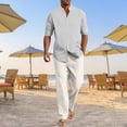 thumbnail image 2 of RUTAYY Men's Outfits Breathable Long Sleeve Solid Color Shirt with Button Pockets Comfortable Pants Yoga Casual Outdoor Wear Classic Travel Clothing Sets, 2 of 6