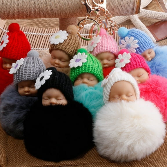Plush Keychain Adorable Sleeping Baby Doll Keychain Stylish Bag Hanging Pendant for Car Home Decoration