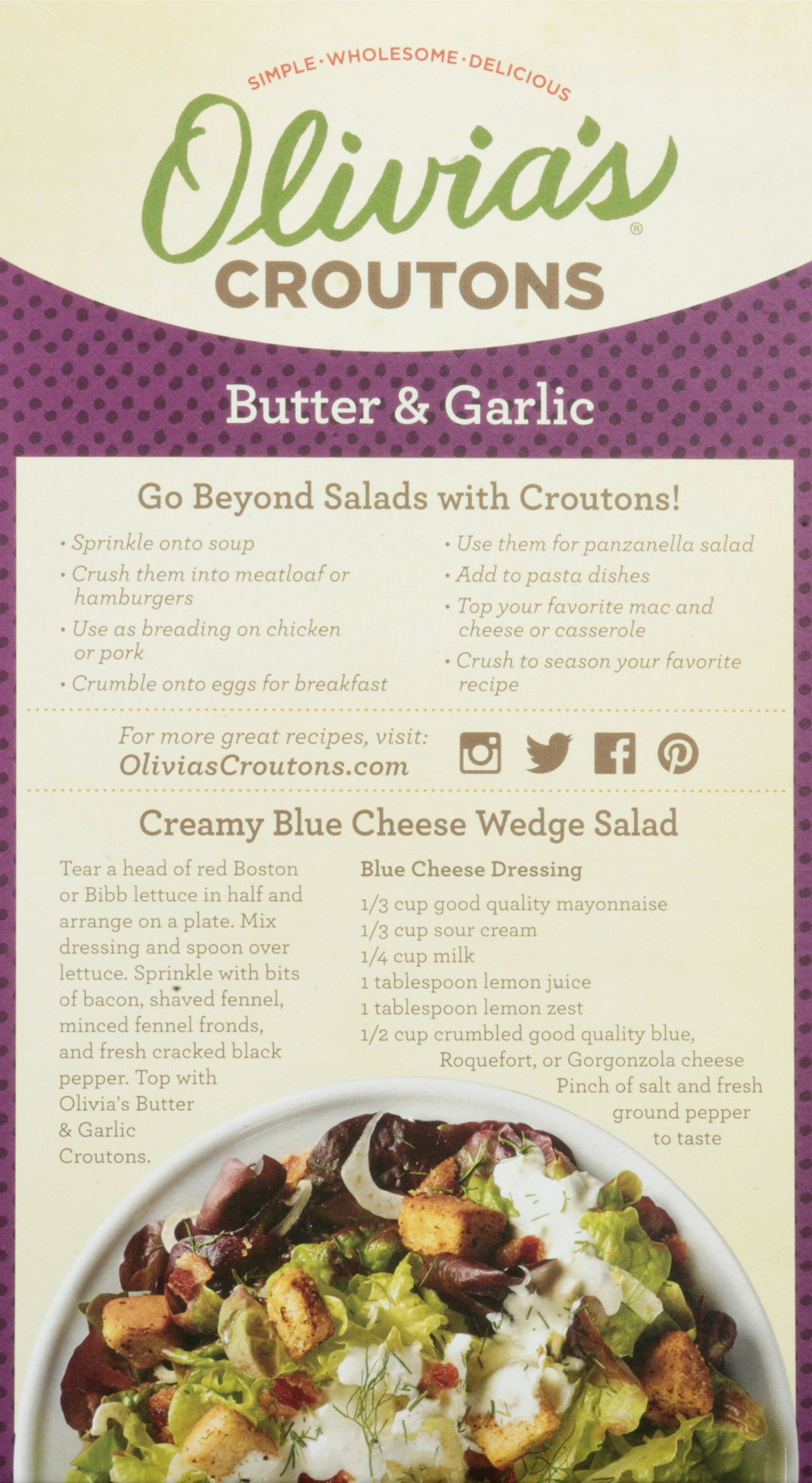 Olivia's Butter & Garlic Croutons 5 oz (Pack Of 12)