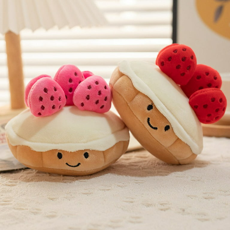 Simulation Strawberry Cake Doll Plushies - Cute Fruit Muffin Cartoon  Decorative Photo Props - Stuffed Dessert Cake Plush Toy - Perfect Party Gift
