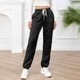 thumbnail image 5 of Ladies Winter Pants Lace-up High Waist Pockets Cotton Thermal Sweatpants Knit Textured Pajama Bottoms Joggers (XX-Large, Black), 5 of 6