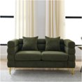 thumbnail image 3 of JERFIT Modern 2-Seater Sectional Sofa with Lumbar Pillows, Plush Teddy Fabric Upholstery, Deep Seating Couch for Living Room, Office, Green, 3 of 10