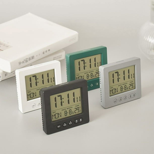 Xihbxyly Ofertas de Exceso de Existencias En Outlets de Prime Reloj Desperate Digital Iluminación de Fondo, Pantalla Lcd, Temperatura Del Monitor, Alarma con Función de Repetición y Calendario Inteli