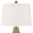 thumbnail image 3 of 360 Lighting Lyrah 25" High Mid Century Modern 3-Way Table Lamp Green Glaze Finish Ceramic Single White Shade Living Room Bedroom, 3 of 9