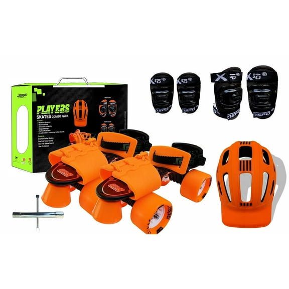 Jaspo Cruiser Senior Players Quad Adjustable Roller Skates Combo | Suitable For 6 To 14 Years | Orange | It Has Very Good Grip Control Over The Skates